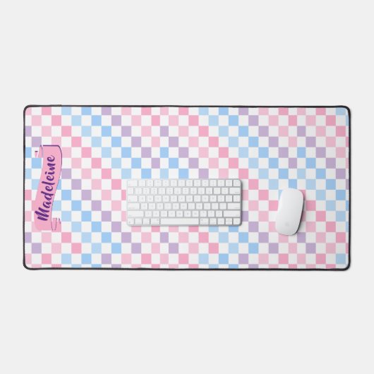 Retro Checkerboard 1990s 2000s Y2K Pastel Naam toe Bureaumat (Keyboard & Muis)