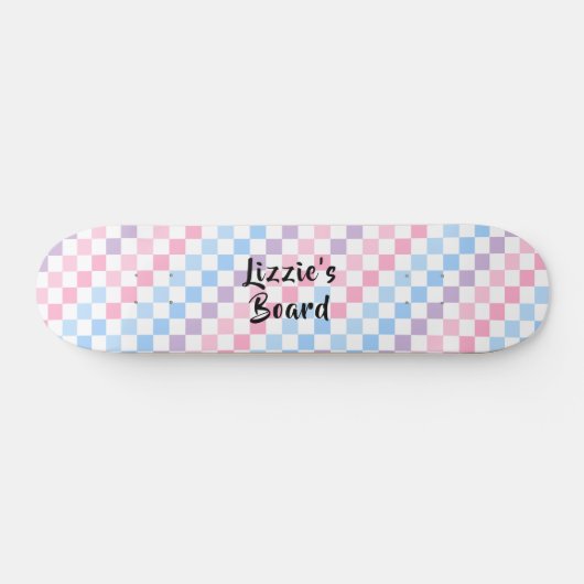 Retro Checkerboard 1990s 2000s Y2K Pastel Naam toe Persoonlijk Skateboard (Horizontaal)