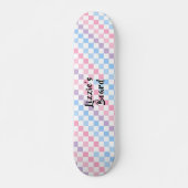 Retro Checkerboard 1990s 2000s Y2K Pastel Naam toe Persoonlijk Skateboard (Voorkant)