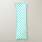 Retro Checkerboard, Aqua & White Body Pillow Lichaamskussen (Achterkant (Verticaal))