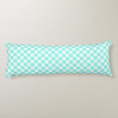 Retro Checkerboard, Aqua & White Body Pillow Lichaamskussen (Achterkant)
