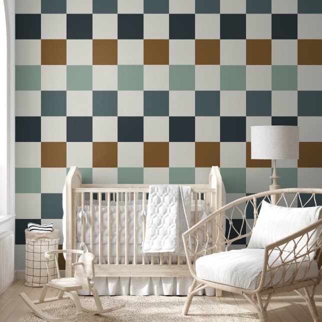 Retro Checkerboard Behang (Kinderen)
