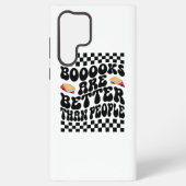 Retro Checkerboard "Books Are Better" Graphic Samsung Galaxy Hoesje (Achterkant)
