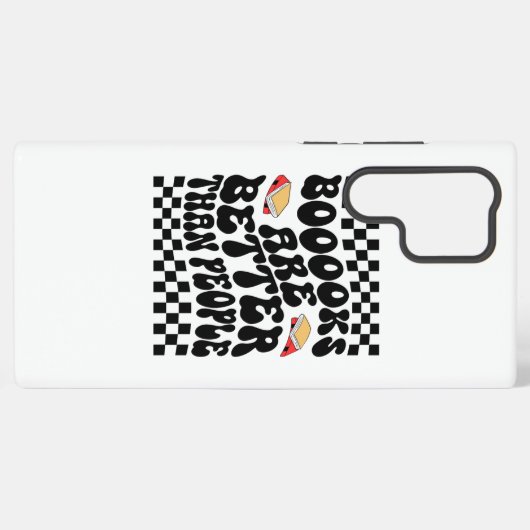 Retro Checkerboard "Books Are Better" Graphic Samsung Galaxy Hoesje (Achterkant horizontaal)
