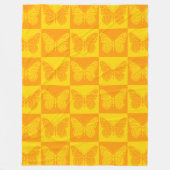 Retro Checkerboard Butterfly Pattern Yellow Oranje Fleece Deken (Voorkant)