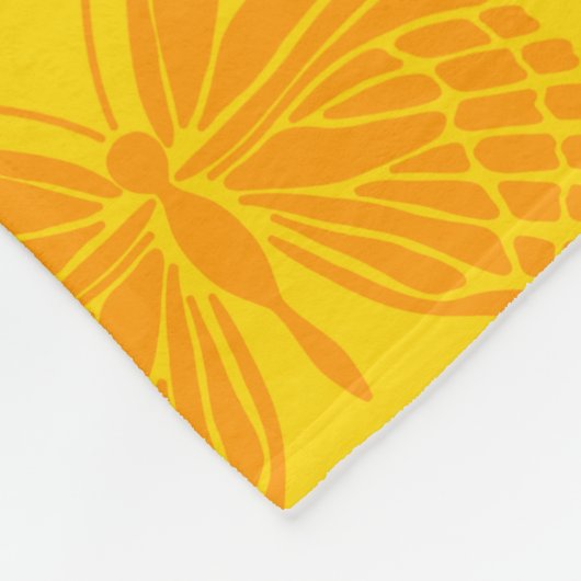 Retro Checkerboard Butterfly Pattern Yellow Oranje Fleece Deken (Hoek)