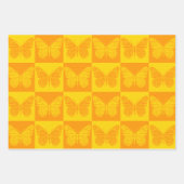 Retro Checkerboard Butterfly Pattern Yellow Oranje Inpakpapier Vel (Voorkant 2)