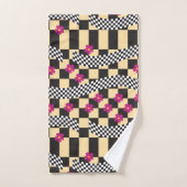 Retro Checkerboard Design met bloemen Bad Handdoek (Handdoek)
