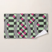 Retro Checkerboard Design met bloemen Bad Handdoek (Handdoek)