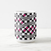 Retro Checkerboard Design met bloemen Koffiemok (Center)