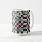 Retro Checkerboard Design met bloemen Koffiemok (Voorkant rechts)