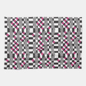 Retro Checkerboard Design met bloemen Theedoek (Horizontaal)