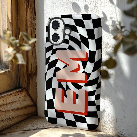 Retro Checkerboard esthetisch monogram Case-Mate iPhone Case