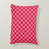 Retro Checkerboard Geruit Patroon Roze Sinaasappel Accent Kussen (Achterkant (Verticaal))