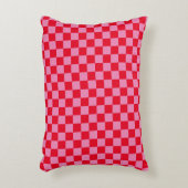 Retro Checkerboard Geruit Patroon Roze Sinaasappel Accent Kussen (Voorkant(Verticaal))