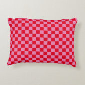 Retro Checkerboard Geruit Patroon Roze Sinaasappel Accent Kussen (Achterkant)