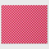 Retro Checkerboard Geruit Patroon Roze Sinaasappel Cadeaupapier (Vlak)