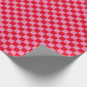 Retro Checkerboard Geruit Patroon Roze Sinaasappel Cadeaupapier (Hoek)