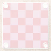 Retro Checkerboard Geruit Patroon Roze Sinaasappel Glazen Onderzetter (Achterkant)