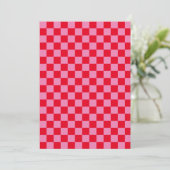 Retro Checkerboard Geruit Patroon Roze Sinaasappel Kaart (Staand voorkant)