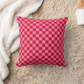 Retro Checkerboard Geruit Patroon Roze Sinaasappel Kussen (Deken)