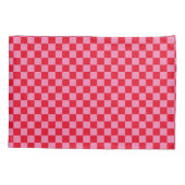 Retro Checkerboard Geruit Patroon Roze Sinaasappel Kussensloop (Achterkant)