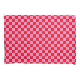 Retro Checkerboard Geruit Patroon Roze Sinaasappel Kussensloop