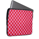 Retro Checkerboard Geruit Patroon Roze Sinaasappel Laptop Sleeve (Voorkant Rechts)