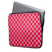 Retro Checkerboard Geruit Patroon Roze Sinaasappel Laptop Sleeve (Voorkant Links)