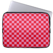 Retro Checkerboard Geruit Patroon Roze Sinaasappel Laptop Sleeve (Voorkant)