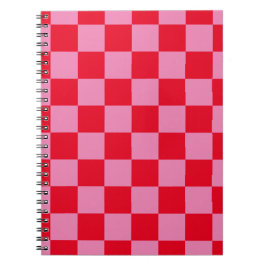 Retro Checkerboard Geruit Patroon Roze Sinaasappel Notitieboek