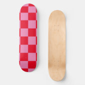 Retro Checkerboard Geruit Patroon Roze Sinaasappel Persoonlijk Skateboard (Voorkant)