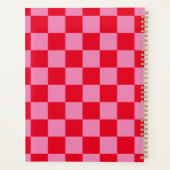 Retro Checkerboard Geruit Patroon Roze Sinaasappel Planner (Achterkant)