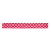 Retro Checkerboard Geruit Patroon Roze Sinaasappel Satijnen Lint (Voorkant)