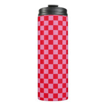 Retro Checkerboard Geruit Patroon Roze Sinaasappel