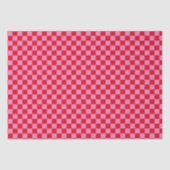 Retro Checkerboard Geruit Patroon Roze Sinaasappel Tissuepapier (Voorkant)