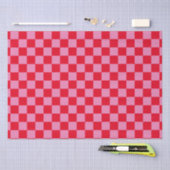 Retro Checkerboard Geruit Patroon Roze Sinaasappel Tissuepapier (Craft)