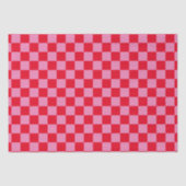 Retro Checkerboard Geruit Patroon Roze Sinaasappel Tissuepapier (Voorkant)