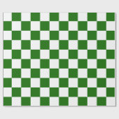 Retro Checkerboard - Groene Kerstmis Cadeaupapier (Vlak)
