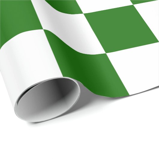 Retro Checkerboard - Groene Kerstmis Cadeaupapier (Rol Hoek)
