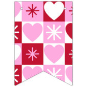 Retro Checkerboard Hearts bunting banner (Eerste vlag)