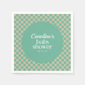 Retro Checkerboard Mint Sage Baby shower Aangepast Servet (Voorkant)