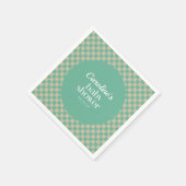 Retro Checkerboard Mint Sage Baby shower Aangepast Servet (Hoek)