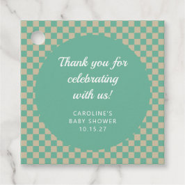 Retro Checkerboard Mint Shower Custom Bedankt Bedankjes Labels