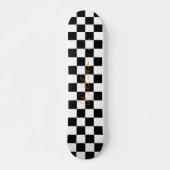 Retro Checkerboard Patroon Wit en Zwart Persoonlijk Skateboard (Voorkant)