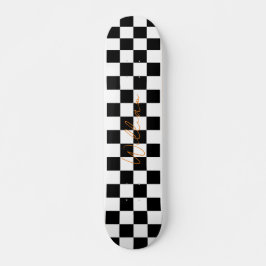 Retro Checkerboard Patroon Wit en Zwart Persoonlijk Skateboard