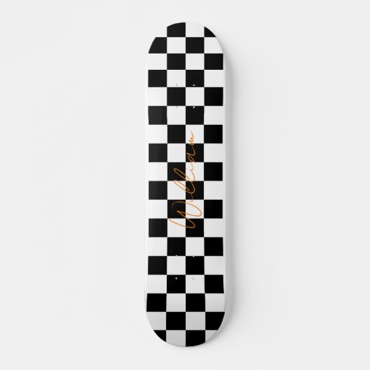 Retro Checkerboard Patroon Wit en Zwart Persoonlijk Skateboard (Voorkant)