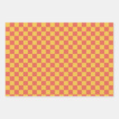 Retro Checkerboard Pattern Heldergeel Sinaasappel Inpakpapier Vel (Voorkant 3)