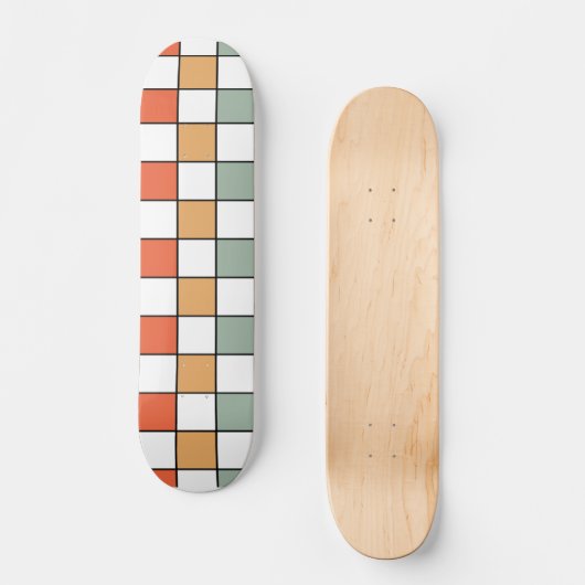 Retro Checkerboard Pattern Persoonlijk Skateboard (Voorkant)