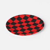 Retro Checkerboard Pattern Red & Black Novelty Papieren Bordje (Gekanteld)